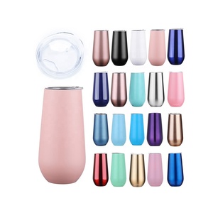 Simple Design 6oz Wine Tumbler Glasses With Lid Stemless 18/8 Stainless Steel Wine <strong>Champagne</strong> <strong>Flutes</strong> Cup - Product Image 2