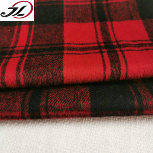 Poly <strong>Wool</strong> Blended Yarn Dyed <strong>Red</strong> Black Check Plaid Over Coating Woolen Fabric - Product Image 5