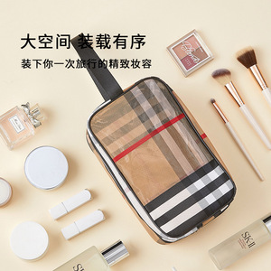Pvc Mesh Cosmetic <b>Bag</b> Rectangle Travel <b>Toiletry</b> Storage Waterproof Easy Clean Makeup Organizer For Trip - Product Image 4