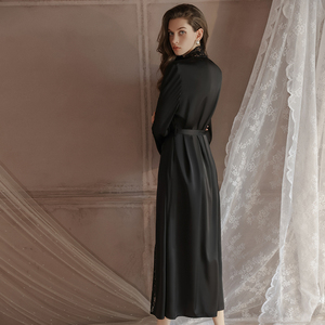 Indossa da notte Sexy in raso lungo da donna con finiture in pizzo elegante abbigliamento da notte a portafoglio <span class=keywords><strong>Kimono</strong></span> lussuoso Look in seta Boudoir da sposa <span class=keywords><strong>rosso</strong></span> - Product Image 6