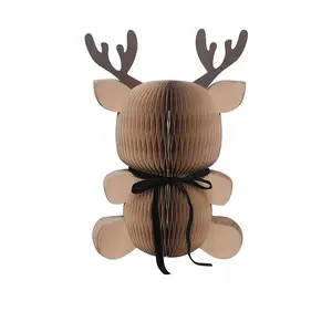 2024 Gift Ideas Adorable Cardboard Deer-shaped Honeycomb Paper Crafts Festive Home Decor Christmas Ornaments Tabletop Accents