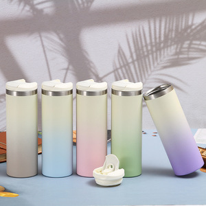 Gradient Color 304 Stainless Steel Insulated Tumbler Straight Cup Travel Portable With Lid - Product Image 1