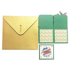 Carte d'invitation d'anniversaire 3D adorable lapin pop-up avec enveloppe, papier à lettres, découpe, impression, vernis mat - Product Image 4