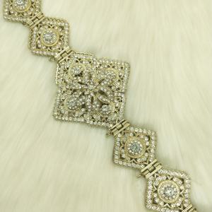 <span class=keywords><strong>Ceinture</strong></span> de robe <span class=keywords><strong>caftan</strong></span> de mariage marocaine en métal doré avec chaîne et cristaux pour femme, longueur réglable - Product Image 3