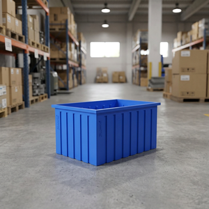 Blue Plastic <b>Storage</b> <b>Crate</b> Rectangular Stackable Solid Box Logistic Bin Farm Supply Container - Product Image 2