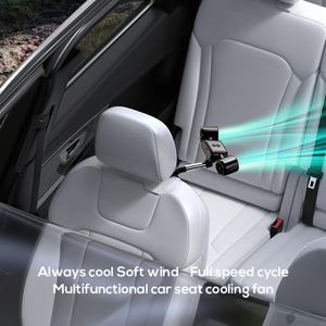 Ventilador de coche universal MEMO G12 de 3 velocidades, mini, de doble cabezal, con luz LED, para el asiento trasero del coche. - Product Image 5