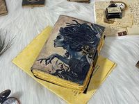 Journal intime en cuir véritable fait à la main Quien fue Medusa livre de sorts blanc de cahier de Journal en cuir avec livre d'impression