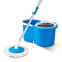 Ensemble de balai à eau en acier avec manche magique, balai rotatif à double entraînement à pression manuelle pour le nettoyage des sols domestiques