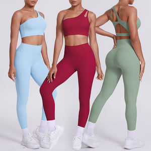 Completo Sportivo da <span class=keywords><strong>Donna</strong></span> 2 Pezzi Sexy Monospalla con Reggiseno e Leggings per Yoga e Fitness - Product Image 1