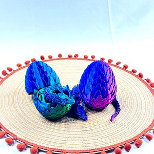 มังกรพิมพ์ 3 มิติจาก PLA พร้อมไข่และข้อต่อทั้งตัวที่ขยับและหมุนได้ ของตกแต่งโต๊ะทำงานสำหรับวันครบรอบ ของเล่นเด็กสร้างสรรค์ - Product Image 4