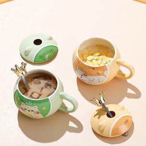 Mug en céramique OEM Tasse à ventre rond Tasses à motif de chat mignon Tasses en céramique à sublimation - Product Image 1