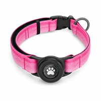 Collier pour chien étanche avec support intégré pour AirTag et GPS, réglable, réfléchissant, rembourré, avec anneau en D en alliage de zinc, tailles S à XL