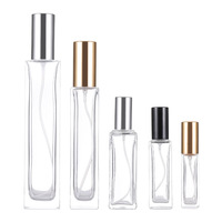 Flacons en verre vides transparents rechargeables de 3 ml, 5 ml, 10 ml, 20 ml, 30 ml, couleur personnalisée, fond épais, rectangulaires, pour parfum et crème de soin