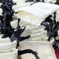 Bolsa de Algodón Natural a Precio Económico, a Prueba de Polvo, Ecológica, para Empacar Regalos de Joyería, con Cinta Negra