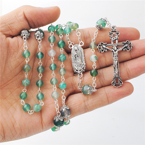 Cuentas <span class=keywords><strong>de</strong></span> piedra <span class=keywords><strong>de</strong></span> ágata <span class=keywords><strong>de</strong></span> Línea Verde <span class=keywords><strong>de</strong></span> 6mm con cuentas <span class=keywords><strong>de</strong></span> cuentas, cuentas <span class=keywords><strong>de</strong></span> piedras preciosas <span class=keywords><strong>de</strong></span> 8mm con tapas, collar <span class=keywords><strong>de</strong></span> <span class=keywords><strong>Rosario</strong></span> con centro <span class=keywords><strong>de</strong></span> <span class=keywords><strong>Nuestra</strong></span> <span class=keywords><strong>Señora</strong></span> <span class=keywords><strong>de</strong></span> <span class=keywords><strong>Guadalupe</strong></span> - Product Image 6