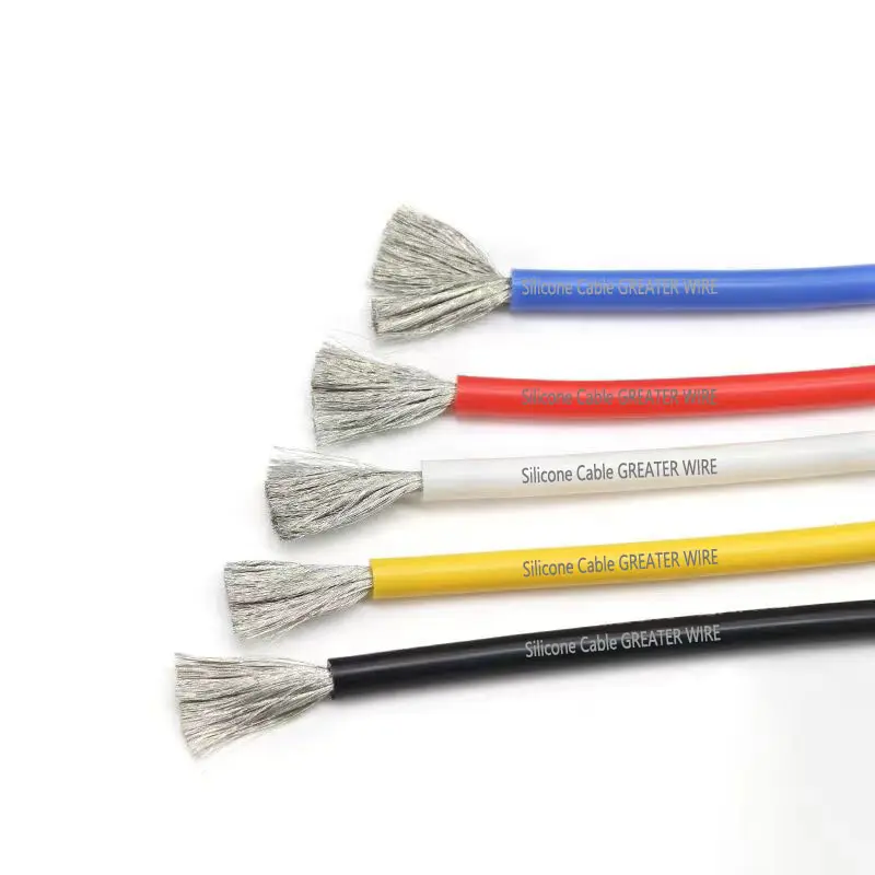 Cobre estañado resistente a la temperatura de fábrica Flexible 10 12 14 16 18 20 22 Awg Cable resistente Cable de silicona de calibre 14