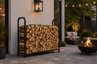 Support à bois de chauffage robuste en métal pour rangement extérieur avec housse imperméable pour patio, véranda, jardin