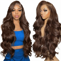 Perruque Lace Front 13x4 de 24 pouces, cheveux synthétiques ondulés naturels, doux et volumineux, couleur naturelle pour femmes