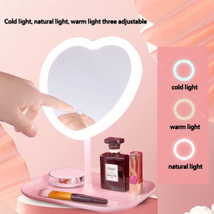 <b>Light</b> Heart Shape LED <b>Mirror</b> Detachable Makeup <b>Mirror</b> Travel Cosmetic <b>Mirror</b> with LED <b>Lights</b> for Gift Birthday Valentine's Day - Product Image 2