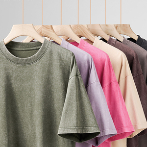 <span class=keywords><strong>T</strong></span>-Shirt Vintage con Logo Personalizzato, Effetto Lavaggio Acido, Cotone Pesante, Oversize, 100% Cotone per Uomo - Product Image 2