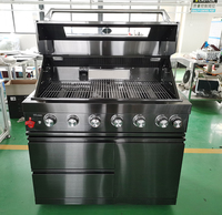 Barbecue en acier inoxydable au gaz certifié CE, 6 brûleurs, sans fumée, couleur noire, pour l'extérieur