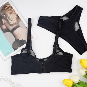Women's Ultra-Thin Cup <strong>Bra</strong> <strong>Penty</strong> <strong>Set</strong> Solid Color Underwire Push-up <strong>Bra</strong> Thong Panties with Lace Decoration Wire-Free Support - Product Image 5