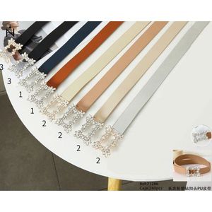 Cintura rettangolare in PU con fibbia con strass per donna, accessori moda - Product Image 1