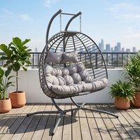 Fauteuil suspendu moderne en osier pour l'extérieur avec support, chaise balançoire double en forme d'œuf pour l'extérieur