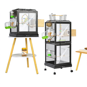 Gabbia per Uccelli in Diacril Trasparente con Base in Lega di Alluminio di Lusso per Storni e Pappagalli Grandi - Product Image 2