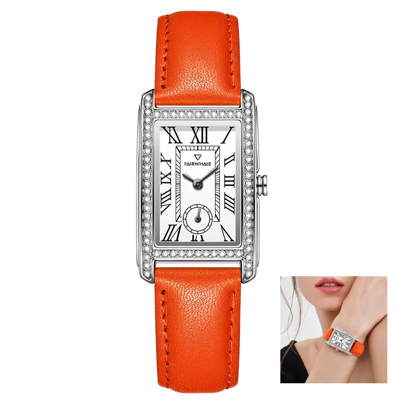 Top Quality Elegance Women Watches Stainless Steel Case Leather strap Wrist Watch Quartz Luxury Ladies Wristwatch