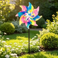 Éolienne réfléchissante irisée à 8 pales, attrape-soleil holographique, décoration de jardin, cadeau pour enfants, 22 cm