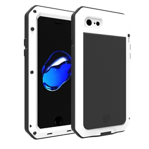 Shockproof Pelindung Tugas Berat Doom Armor Cover UNTUK iPhone 7 8 SE2020 Casing Ponsel Aluminium Logam Tempered Glass