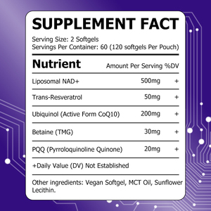 Cápsulas Blandas de Complejo de Longevidad OEM ODM con Trans-Resveratrol y Betaína, Favorecen la Energía, la Vitalidad, el Antioxidante y el Equilibrio Metabólico - Product Image 2