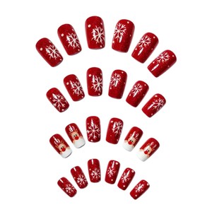 <span class=keywords><strong>Linda</strong></span> 24 pièces de série de Noël transfrontalière nouvelle armure portable dessin animé mignon flocon de neige renne nail art produits pour les ongles - Product Image 2