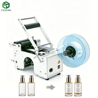 Etiqueteuse semi-automatique pour bouteilles, machine à étiquettes autocollantes pour le conditionnement de bouteilles de vin, d'eau, de cosmétiques, en verre et en plastique
