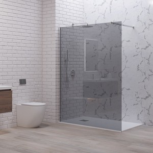 Kamalu KW1000FC moderna cabina doccia rettangolare 100 cm vetro fumé profilo cromato diritta stile aperto funzione impermeabile - Product Image 2
