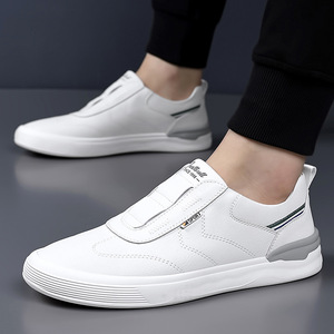 Zapatos Slip-On para Hombre, Zapatillas Blancas con Suela de Goma Suave, Tacón Bajo, Mocasines Casuales para el Tiempo Libre - Product Image 1