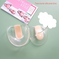 Silicone deux tons transparent Push Up auto-adhésif couvre-mamelon soutien-gorge invisible