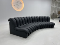Personnalisable Moderne Ininterrompu Combinaison Serpent Tout Noir Synthétique Cuir Module Canapé Villa Meubles