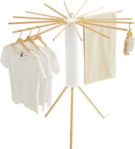 Porte-vêtements pliant sur pied en bois pour séchage de linge, modèle 2025, vente en gros - Product Image 2
