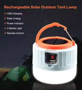 กลางแจ้งแบบพกพาพลังงานแสงอาทิตย์ LED Camping โคมไฟแบบชาร์จไฟได้ไฟฉุกเฉินเต็นท์ Camping โคมไฟ