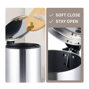 5L Fingerprint Proof Bathroom <strong>Trash</strong> <strong>Can</strong>, Brushed Stainless Steel 1.3-Gallon Round Step Garbage <strong>Can</strong> Foot Pedal <strong>Trash</strong> Bin - Product Image 3
