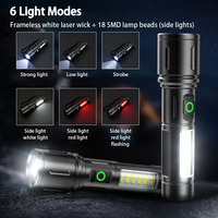 Nouvelle lampe torche laser blanche 500lm, puissante, avec lumière stroboscopique COB, portable, rechargeable, en alliage d'aluminium, zoomable, LED