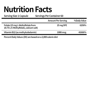 高活性5-MTHF型メチル葉酸15mgプラスメチル<span class=keywords><strong>B12</strong></span>補酵素、生物活性ビタミンB9・<span class=keywords><strong>B12</strong></span>、成人用カプセル、抗酸化物質 - Product Image 2