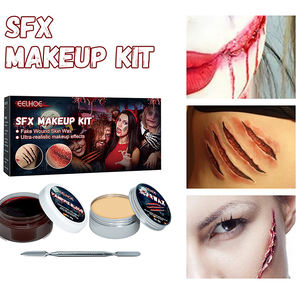 Kit de <span class=keywords><strong>maquillage</strong></span> à effets spéciaux pour <span class=keywords><strong>Halloween</strong></span>, crayons de silicone écologiques non toxiques, fausses plaies et cicatrices pour le visage et le corps, peinture corporelle, cosplay - Product Image 2