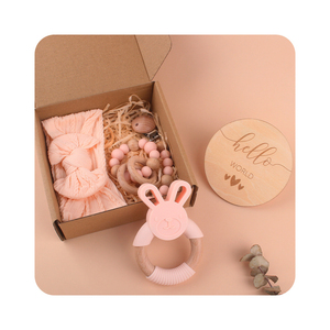 New Baby Cartoon Silicone Rabbit Tooth <strong>Gel</strong> Creative Baby Butterfly Knot Hair Belt Pacifier Chain Five Piece Set - Product Image 1