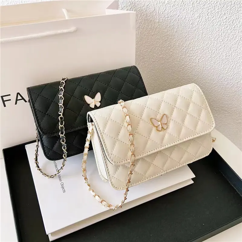 2023 New Luxury Butterfly Design Handbag Pu Leather Crossbody borsa a tracolla borsa a catena Messenger Bag per le donne