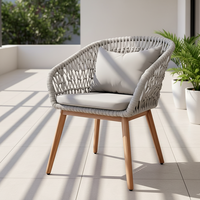 Nouvelle Arrivée Ensemble de Mobilier de Jardin Moderne Résistant aux UV et aux Intempéries, Chaise de Jardin en Corde pour Hôtels et Villas, Finition Thermolaquée