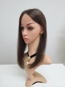 Perruque toupet en cheveux humains lisses de 16 pouces, noir naturel brun, WIGTS, finition brillante de qualité supérieure, résistante à la chaleur, livraison rapide - Product Image 2