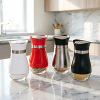 Ensemble salière et poivrière en acier inoxydable de 120 ml avec bases en verre et pots à assaisonnement pour sel et glutamate monosodique - Pots à assaisonnement de cuisine